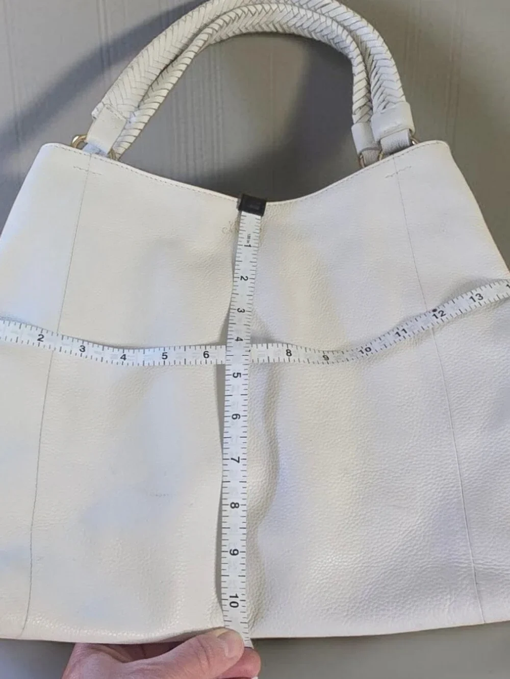 Vince Camuto White Leather Hobo Bag Braided Handle - Picture 16 of 16